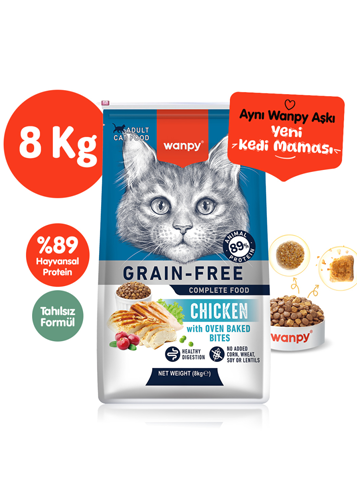 Wanpy Tahılsız Tavuklu Yetişkin Kedi Maması 8 kg